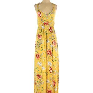 Nine Britton Women yellow floral maxi Dress sz S